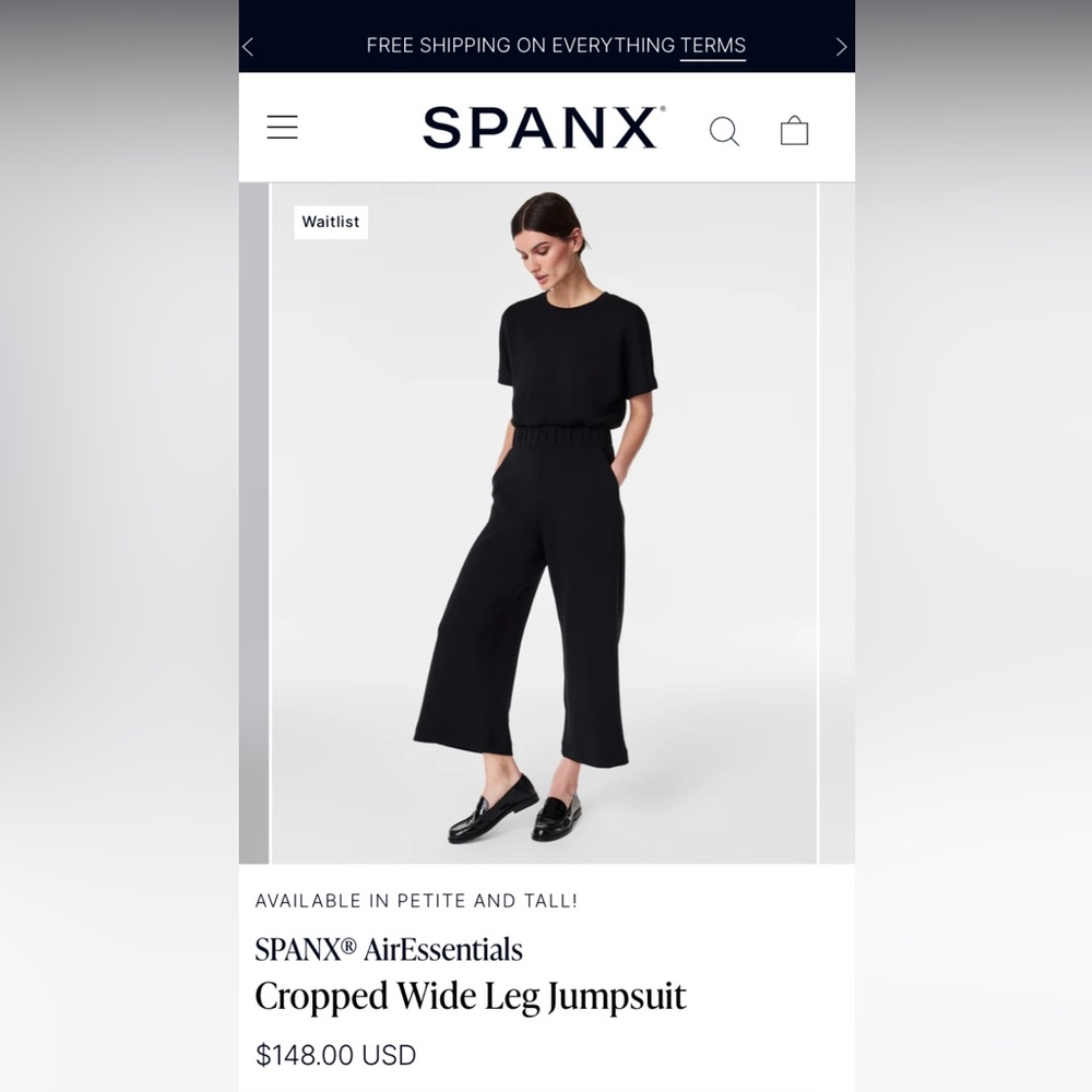 Spanx Air essentials wide leg cropped jumpsuit. New with tags, never worn.